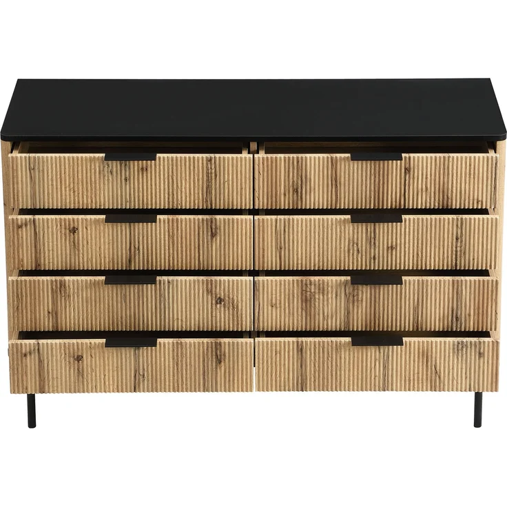Merax Sideboards, Schränke, Lagerschränke, Kommode, geeignet für Wohnzimmer/Esszimmer/Eingang, 120 x 39,5 x 80cm (B/H/T) Natur und Schwarz – Bild 8