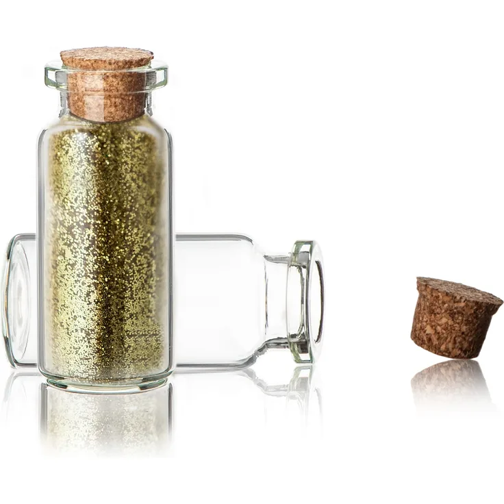 BigDean 80 Stück 10 ml Glasfläschchen mit Korken ca. 5x2cm - Ideal für Gewürze, Öl, Sand, Perlen, Pfeffer, Thymian - Super Geschenkidee & Dekoration - Robust & wiederverwendbar
