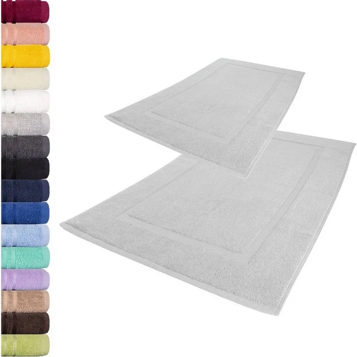 Lavea Badematte 2er Set Badeteppiche Elena Frottee 50x80 cm Badvorleger, 100% Baumwolle, 500 g/m² Frottier, weich & saugstark, pflegeleicht – Bild 1