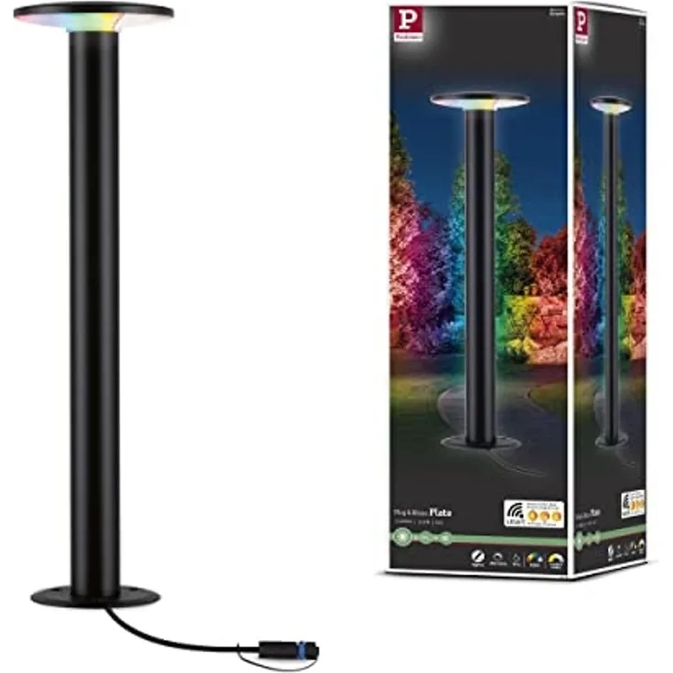 Paulmann 94750 Plug&Shine Pollerleuchte Zigbee Plate RGBW Anthrazit