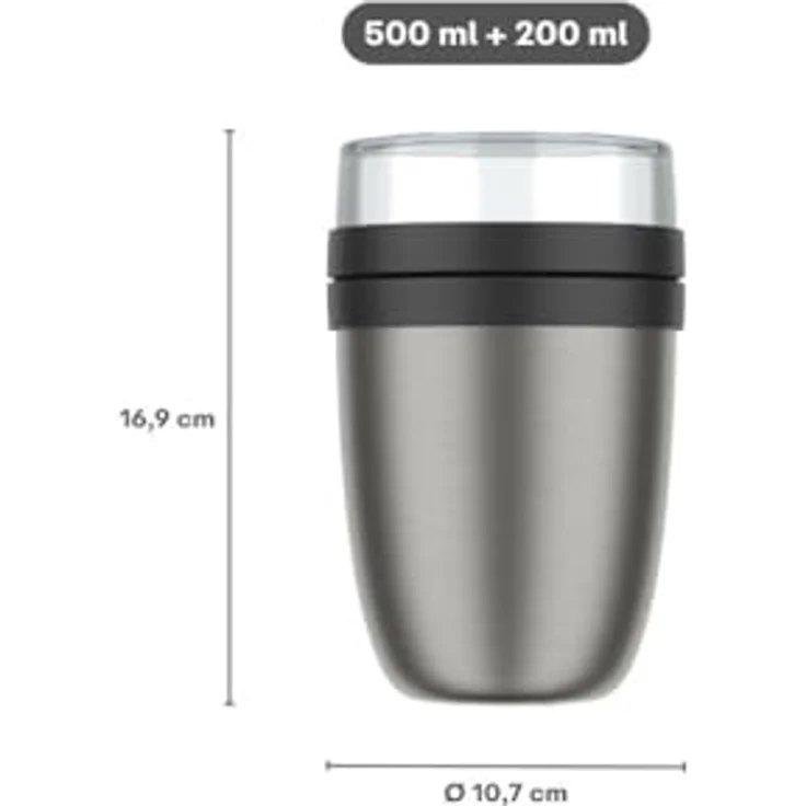 Mepal - Thermobehälter Ellipse - Thermo Lunchpot - Praktischer Joghurtbecher & Suppenbecher zum Mitnehmen - 6-8 Stunden heiß & 12 Stunden kalt - 500 + 200 ml - Nordic sage – Bild 4