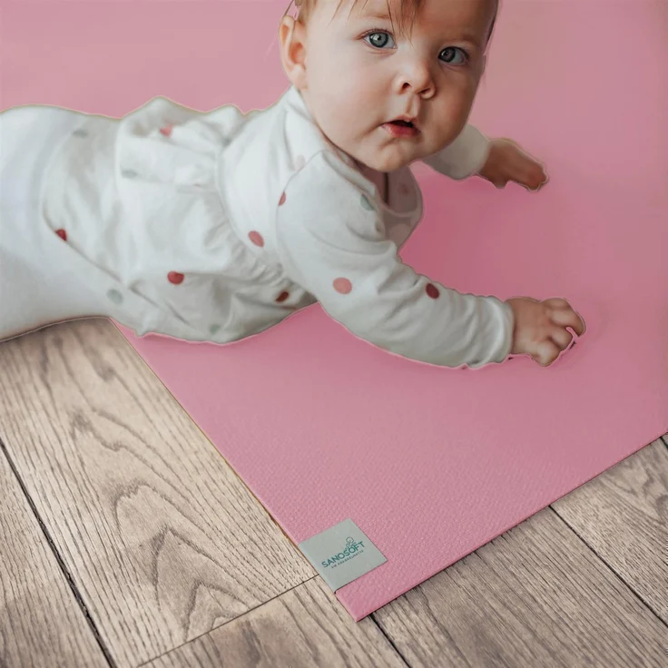 Krabbelmatte Sanosoft 60x100cm Rosa | Öko-Tex und in Deutschland produziert - beidseitig rutschfeste Krabbelunterlage – Bild 1