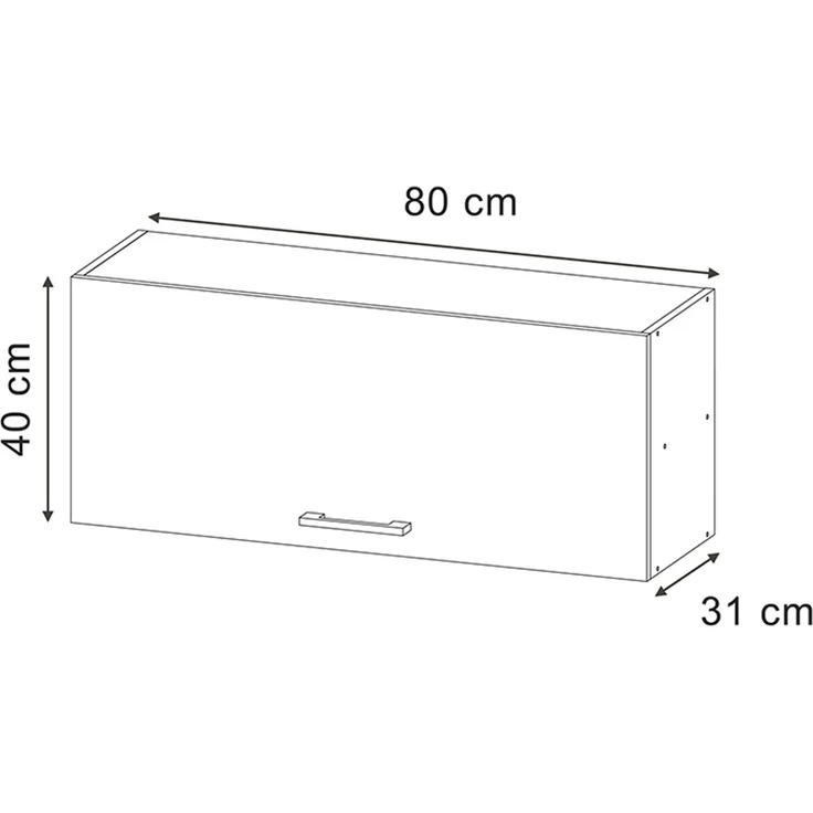 Hängeschrank R-Line Weiß Hochglanz/Weiß 80 cm Flach Vicco – Bild 2