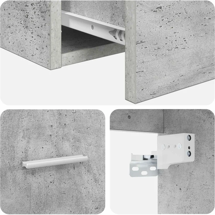 vidaXL Wandmontierter Waschbeckenunterschrank Betongrau 3404385 – Bild 10