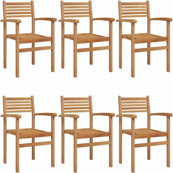 vidaXL Stuhl 6 pcs Braun 56 x 55 x 90,5 cm Massivholz Teak 3375764 – Bild 1