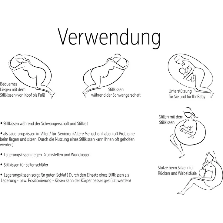 Amilian Stillkissen XXL - Seitenschläferkissen - Schwangerschaftskissen - Lagerungskissen, Pregnancy Pillow - Stillkissen 170 cm - Body Pillow - Schlafkissen Seitenschläfer, Seitenschläferkissen Schwangerschaft - Kissen – Bild 2