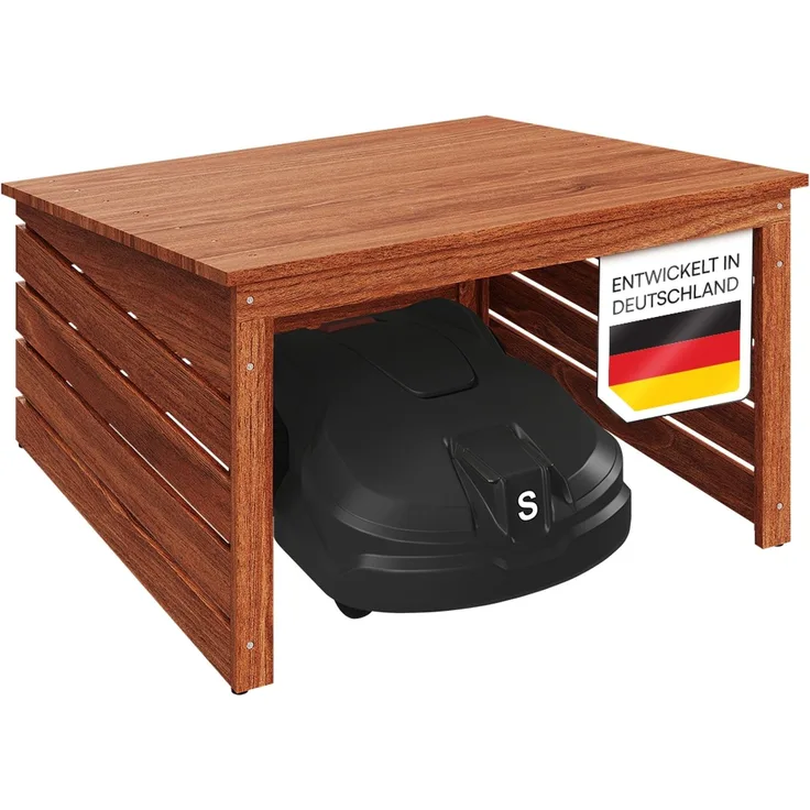 STEELSØN 'Myrion' Mähroboter Garage, Kiefernholz, braun, mit UV-Schutzlackierung, wetterfest, 45/34x77x77 cm, Mähroboterhaus mit Pultdach
