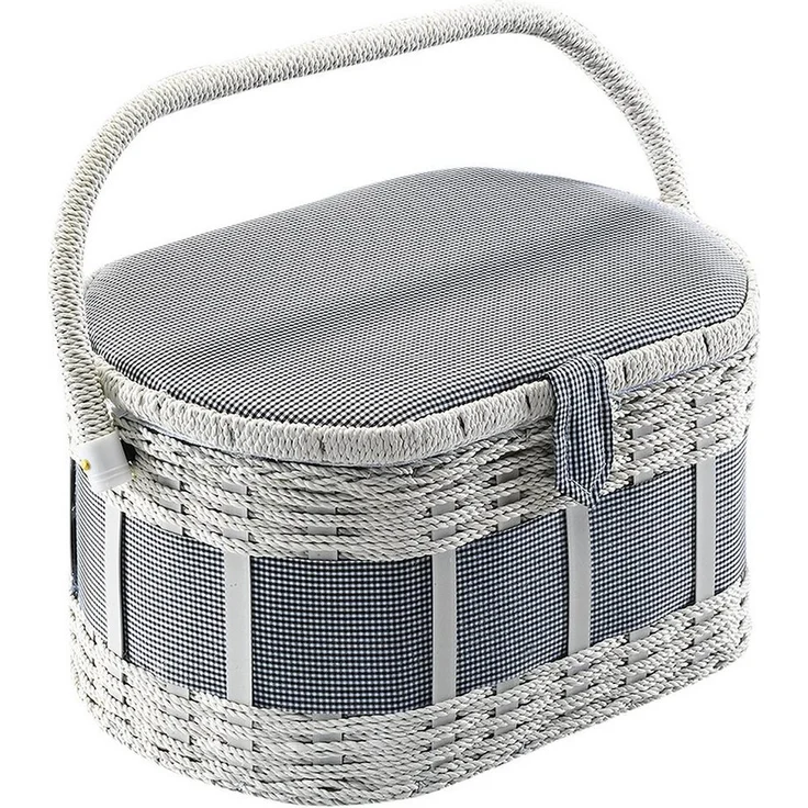 Kobolo Nähkorb Nähkästchen oval blau-weiß – Bild 1