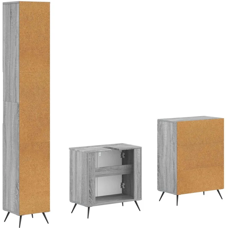 vidaXL 3-teiliges Badezimmer-Schranksystem BREDA Sonoma-Grau 3417483 – Bild 5