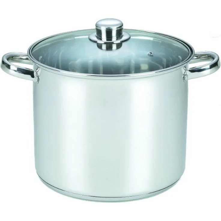 MICHELINO Edelstahl-Großraumtopf 14 Liter mit Glasdeckel und Dampfabzug 10283