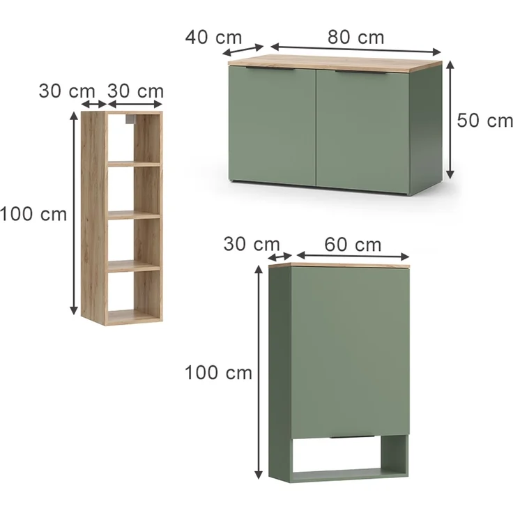 Wohnwand Wido Grün 5 Teile Vicco – Bild 2