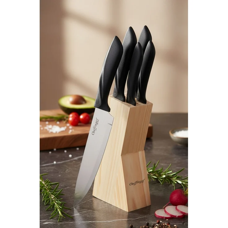 6-teiliges Messerset mit Messerblock aus Holz, mit ergonomischen Griffen – Bild 3