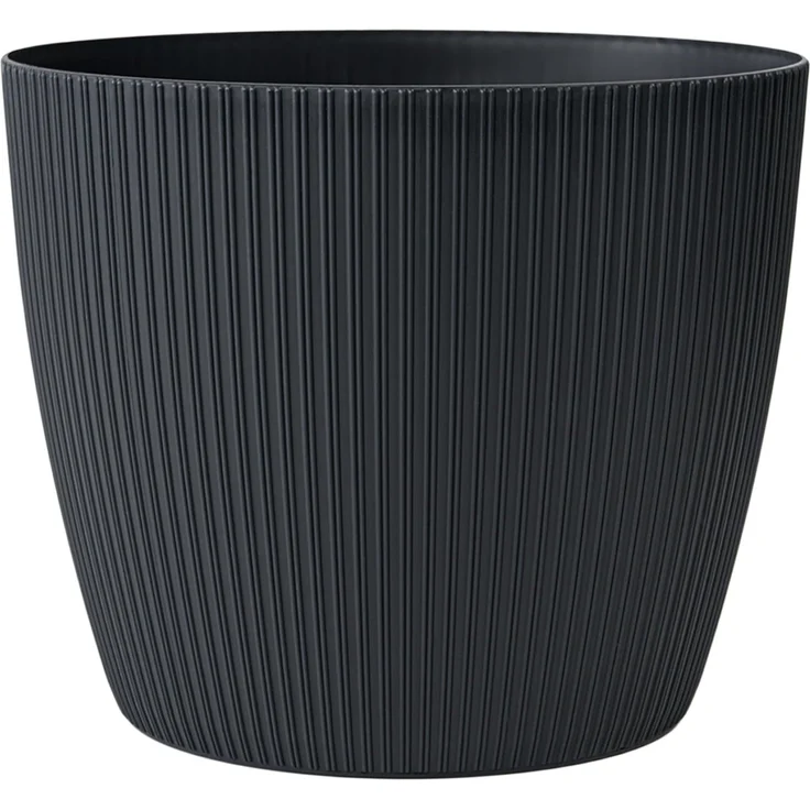 KONZEPT Blumentopf groß, gerillte Struktur 26/30cm, Übertöpfe für Zimmerpflanzen, aus Kunststoff ideal für Wohnzimmer, Küche und Balkon – Bild 1