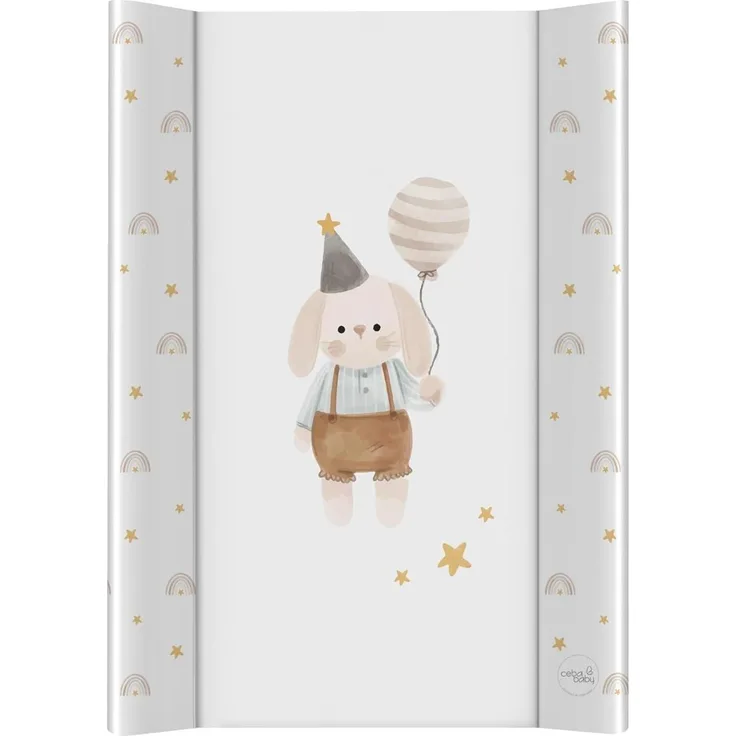Ceba Baby® Wickelauflage Wickelunterlage - 2 Keil Wickelmulde fürs Babybett 70x50 cm - Wickeltischauflage mit OEKO-TEX® Standard 100 - Made in EU - Wasserdicht und Abwaschbar - Geburtstagshäschen