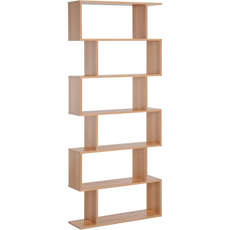 HOMCOM Bücherregal Wandregal Raumteiler Eckregal Standregal Aktenregal 6 Fächer Eiche L80 x B23 x H192 cm