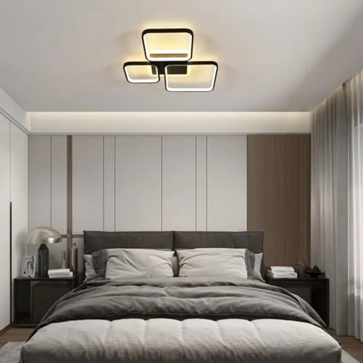 Comely LED Deckenleuchte Dimmbar Quadrat, 57cm 45W Schwarz Moderne LED deckenlampe mit Fernbedienung für Wohnzimmer Schlafzimmer, Dimmbar 3000K-6500K – Bild 10