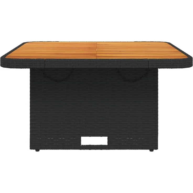 Gartentisch, Beistelltisch, Balkontisch Schwarz 80x80x71 cm Poly Rattan und Akazienholz – Bild 5