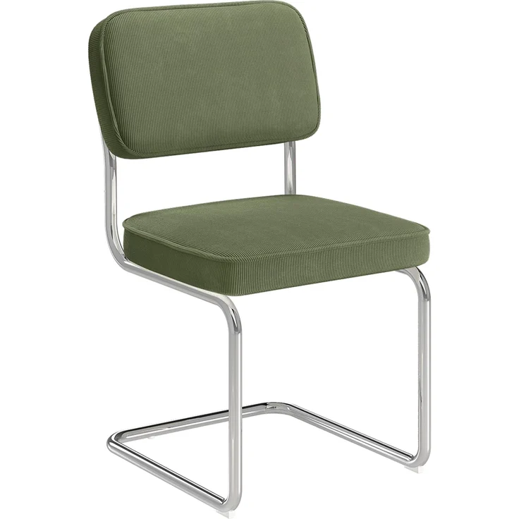 skølm 'Thund' Esszimmerstühle 4er Set, dunkelgrün, Polsterstuhl aus Cord mit verchromten Metallgestell, Schwingstuhl bis 120 kg belastbar – Bild 12