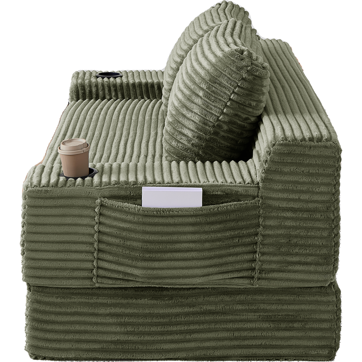 ZUBALIYA Sofa mit LED - Beleuchtung, mit Stauraum, mit Cordbezug, mit breiten Armlehnen, ohne aufwendige Montage – Bild 3