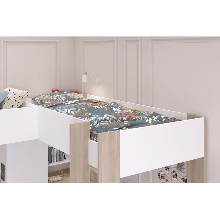 Hochbett >Alex< in Weiss / Jackson Eiche Dekor - 232x296x180cm (LxBxH) – Bild 4