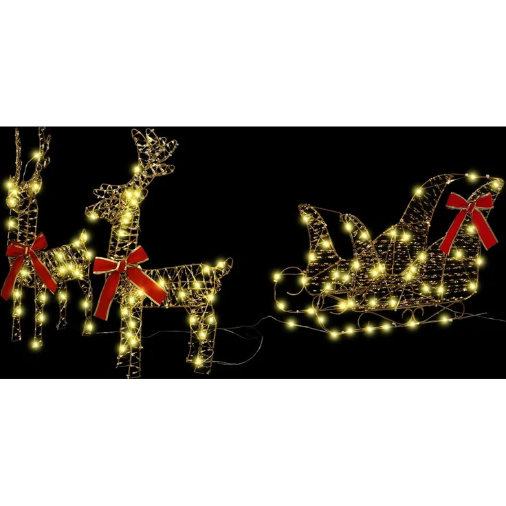 vidaXL 3D-Weihnachtsrentier mit Schlitten LOVIISA 3 stk. Warmes Weiß 42018971 – Bild 5