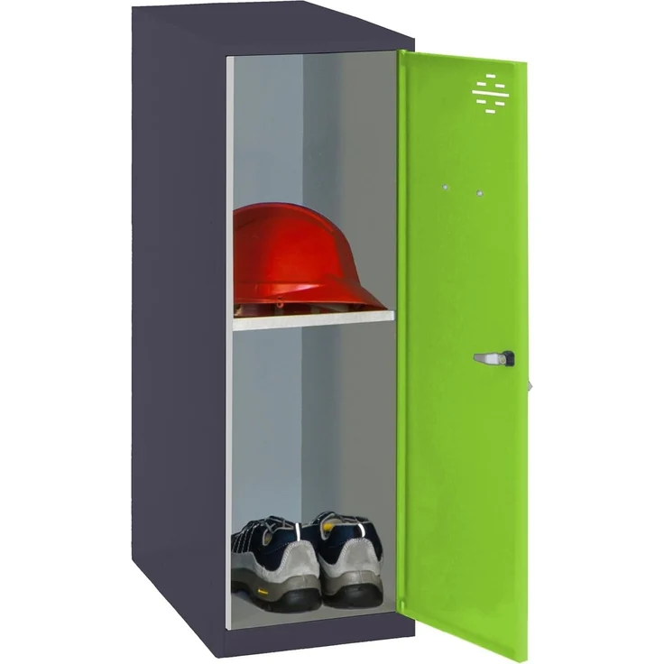 Simon Rack Simonlocker Kommode, klein, 915 x 300 x 500 mm, Amario aus Metall, mit Schlüssel, Anthrazit/Grün