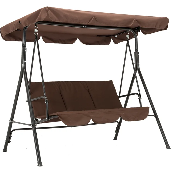 MCombo 3-Sitzer Hollywoodschaukel 8003, Polyestergewebe und Stahl, Braun 170 x 114 x 155 cm