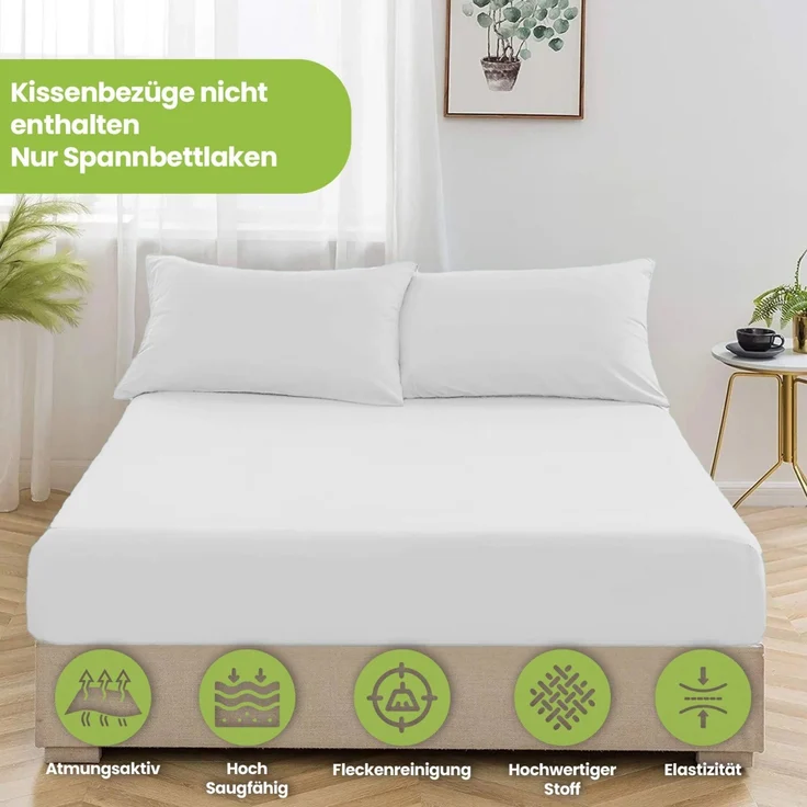Jersey Spannbettlaken 180-200x200cm 100% Baumwolle Weiss – Bild 6