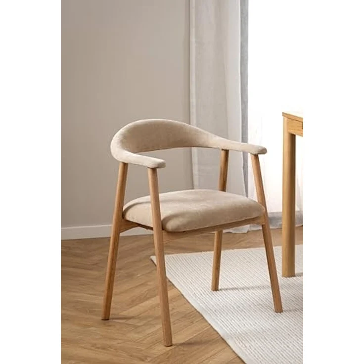 ACTONA GROUP Holzstuhl (2er-Set) in Beige, Polyester, Massivholz - 56x75,5x54 (BxHxT) (2er-Set) – Bild 2