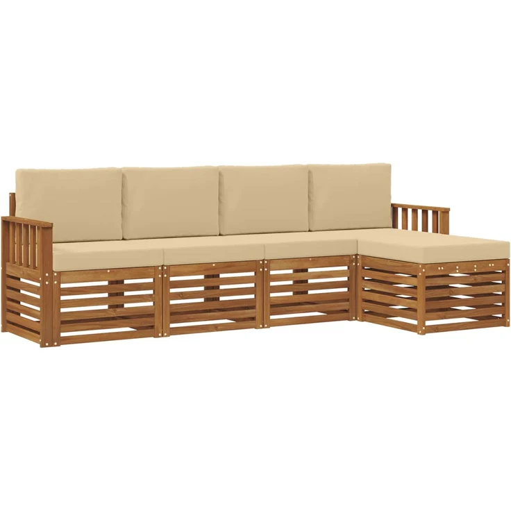 vidaXL Outdoor-Sofagarnitur 5 stk. 5-Sitzer Natur und Beige 3374643 – Bild 2