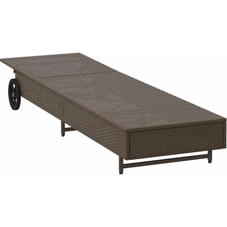 vidaXL Sonnenliege mit Rollen und Auflage Braun Poly Rattan 4104034 – Bild 4