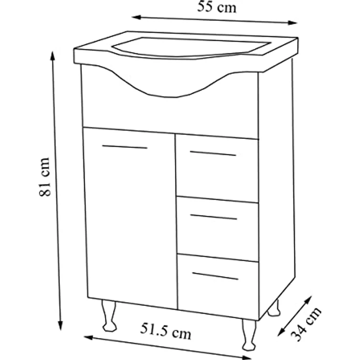 VCM Lisalo L, 2-tlg. Badmöbelset mit Unterschrank, keramischem Waschbecken und Stauraum in weiß – Bild 4