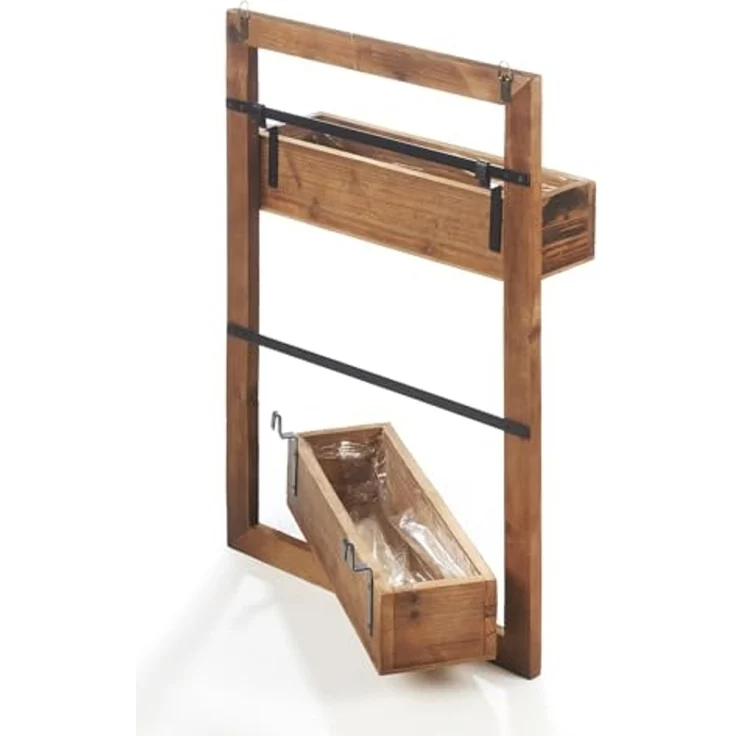 Kobolo Regal Wanddeko Übertopf aus Holz mit schwarzem Metall – Bild 5