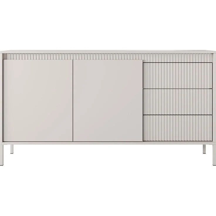 Compleo Kommode mit Lamellen, gerillte Front, JULO, zweitürig, Schubkastenkommode – Bild 2