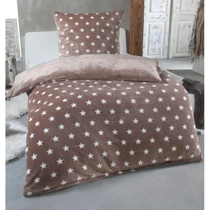 Malika Wendebettwäsche 155x220 + 80x80 cm Cashmere Touch Sterne Bettwäsche, atmungsaktiv, Mikrofaser, 2 teilig, Für Allergiker geeignet, pflegeleicht, angenehm weicher Stoff – Bild 1