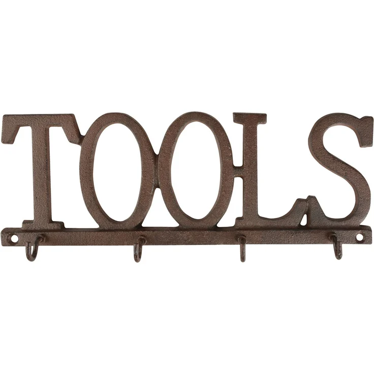 Vintage Hakenleiste TOOLS Wandhaken aus Gusseisen 4 Haken Antik Stil Deko Edel