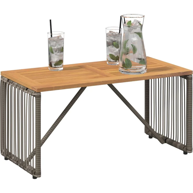 vidaXL Tisch für Outdoor Grau und Braun 80 x 40 x 40 cm Poly-Rattan 42025165 – Bild 3