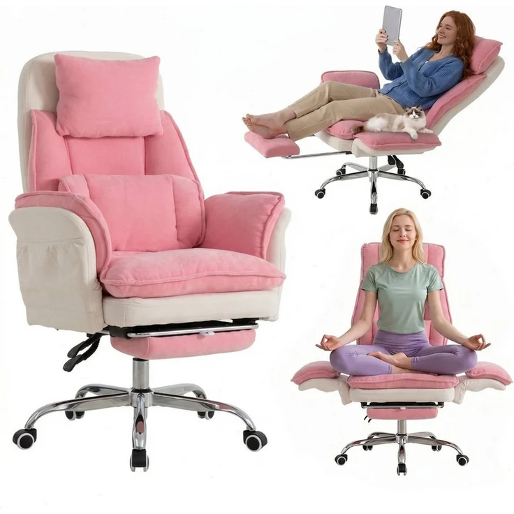 UEV Bürostuhl ergonomisch mit klappbarer Fußstütze Mesh bis 226kg, neigbar bis 150° (Packung), Hochklappbare Armlehnen/Integrierte Fußstütze/leichtgängiges Rad – Bild 1