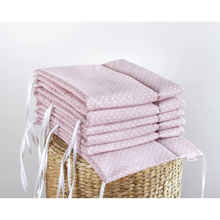 Loolay Bettnestchen Mini Punkte ROSA Bio-Baumwolle Atmungsaktives Babybett BETTUMRANDUNG, (Mädchen Babyausstattung Erstausstattung für Kinderbett 140x70 o. 120x60 cm, Umrandung Kopfschutz Bett Schutz Bettschlange 420, 360, 210, 180x30cm), Babyshower Pr... – Bild 2