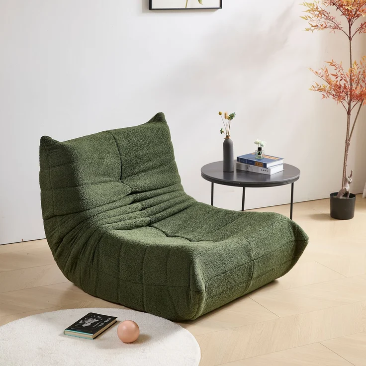 2-teiliges Loungesofa-Set 112x189x82 cm, Grün, Teddy-Vlies, ergonomisch, leicht, 110 kg Belastbarkeit – Bild 4