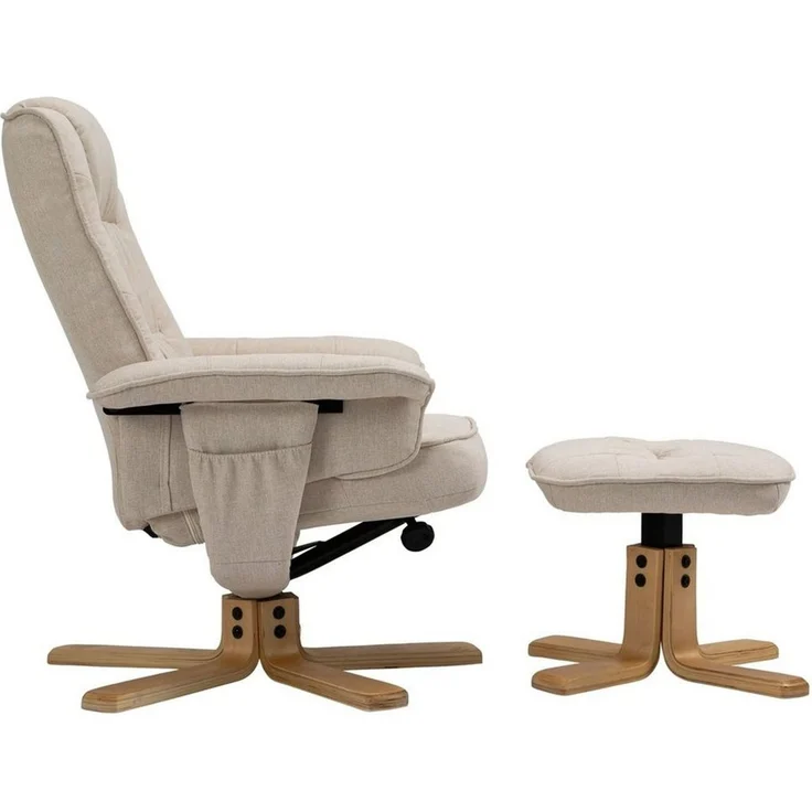 IDIMEX Relaxsessel CHARLY, Fernsehsessel mit Hocker, TV-Sessel neigungsverstellbar Stoff beige – Bild 3