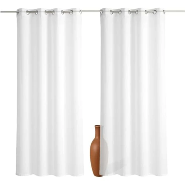 2er Set Ösenvorhang Voile 245 cm weiß transparent - Farbe: Weiss – Bild 2