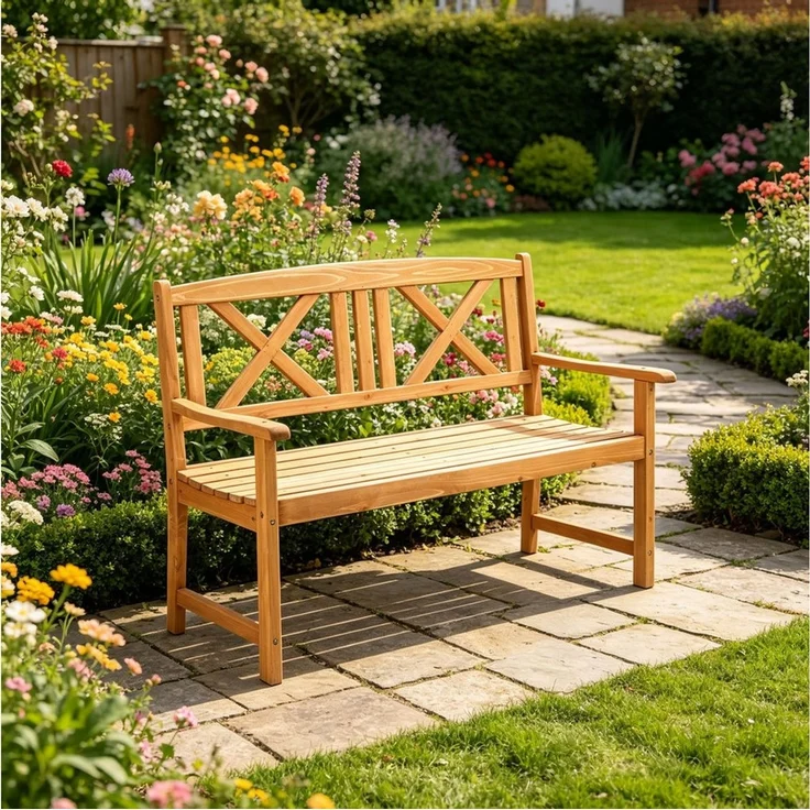 LEADZM Gartenlounge-Bank Gartenbank, Holzbank, Bank mit Rücken- & Armlehnen, Gartenbank – Bild 3