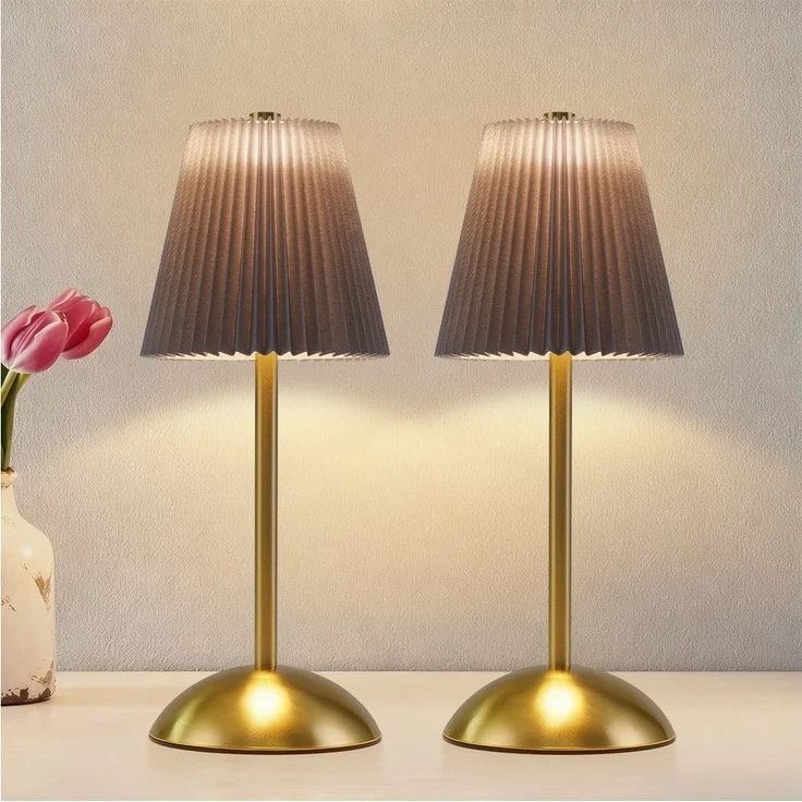 Nettlife LED Tischleuchte 2er Schwarz/Grün/Weiß/Orange/Graublau Stoff Retro Nachttischleuchte, 3 Lichtfarben Akku-Betrieb USB-ladbar, Schlafzimmer Wohnzimmer Arbeitszimmer Büros Eingangsbereiche – Bild 5
