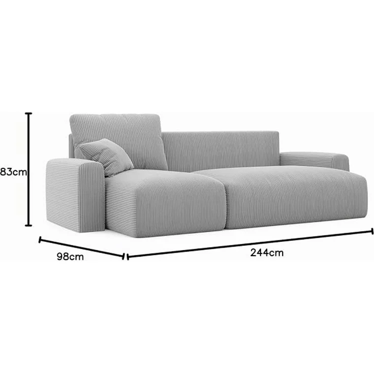 Ecksofa mit Schlaffunktion – 3-Sitzer-Ecksofa (mit Stauraum) – Hellgrau – Bild 2