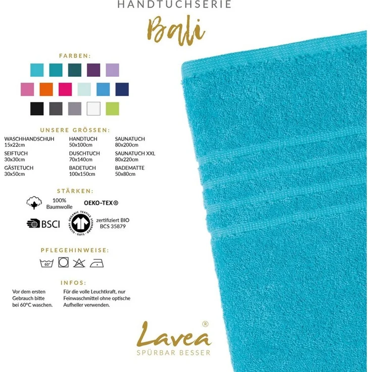 Lavea Waschhandschuh Bali, 16x22cm aus 100% Bio-Baumwolle, einzigartig weiche Waschhandschuhe mit Aufhänger (Set, 2-St), hochwertige und nachhaltige Premium Waschlappen - schonende Reinigung – Bild 2