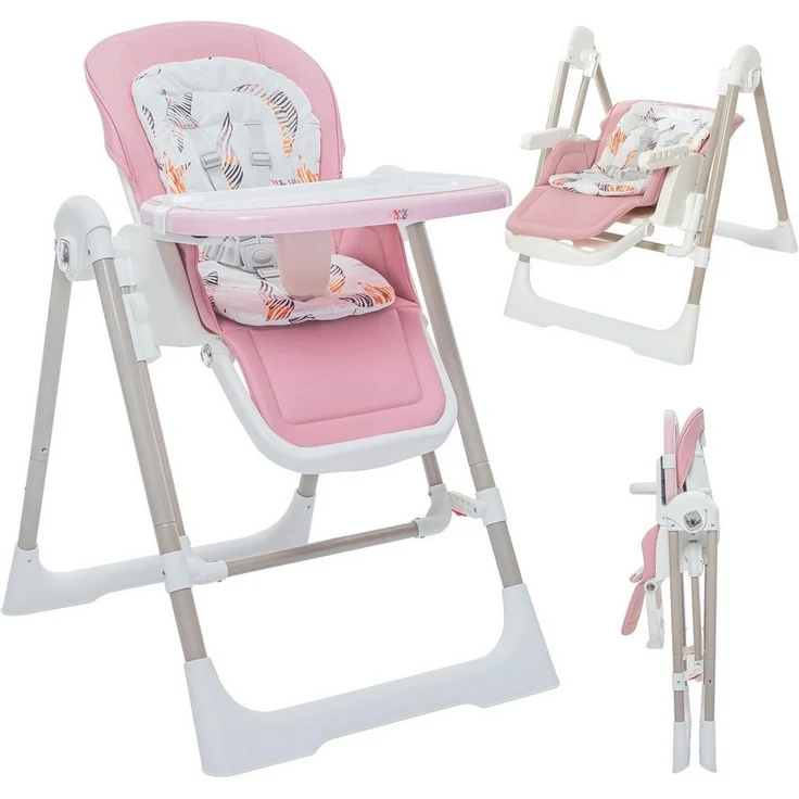 Baby Vivo 3in1 Kinderhochstuhl / Babywippe höhenverstellbar für Kinder - Lulu in Rosa – Bild 1
