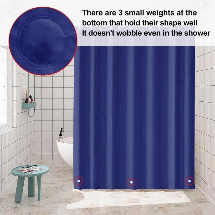 Duschvorhang Anti-Schimmel 180x180 cm Wasserdicht Waschbar PEVA Dunkelblau – Bild 5
