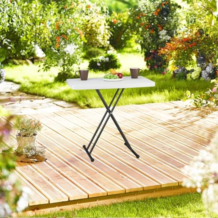 Relaxdays Campingtisch, rechteckig, Weiß, faltbar, 78x71x49 cm, klappbar, höhenverstellbar, für Garten und Camping – Bild 2