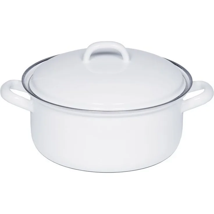 Riess Kasserolle Classic Weiss, Classic Weiß Kasserolle 20 cm / 2,0 L - Emaille